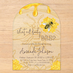 Invitations En Acrylique Quelle sera la révélation du sexe de bébé abeille