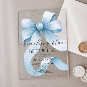 Invitations En Acrylique Quelque chose de bleu avant de faire Blue Bow Fête