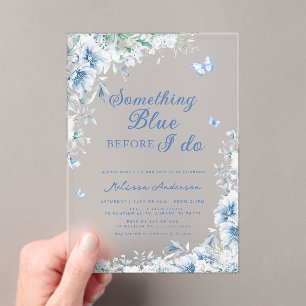 Invitations En Acrylique Quelque chose de bleu avant de faire Fête des mari