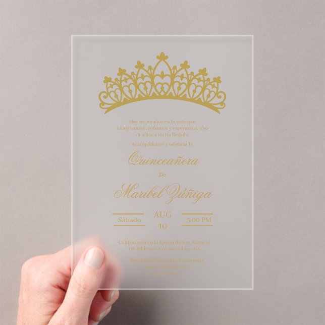 Invitations En Acrylique Quinceanera acrylique clair (In situ (ordinateur de poche))