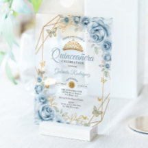 Quinceanera Floral Baby Blue Gold