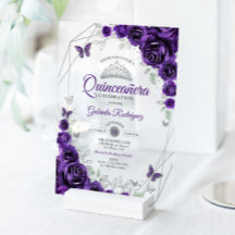 Quinceanera Florale Argent Violet