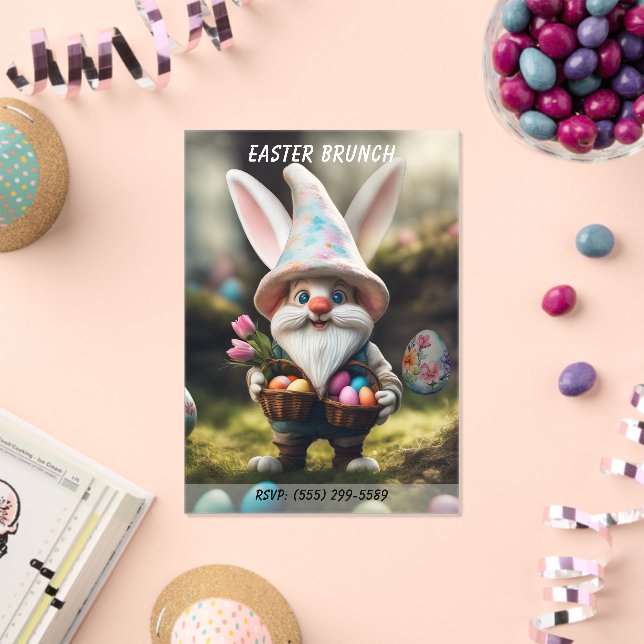 Invitations En Acrylique Rabbit Gnome Egg Basket Easter Brunch (Insitu (Célébration))