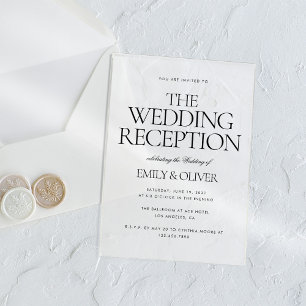 Invitations En Acrylique Réception de mariage élégant Texte noir clair