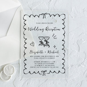 Invitations En Acrylique Réception De Mariage Tiré À La Main