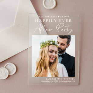 Invitations En Acrylique Réception Mariage Photo Chic Enregistrer La Date