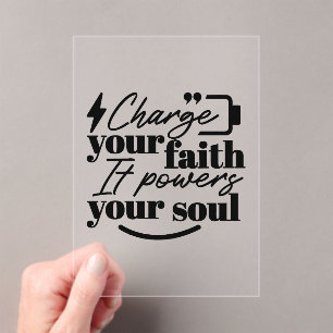 Invitations En Acrylique Rechargez Votre Foi – Citation Inspirante Chrétien