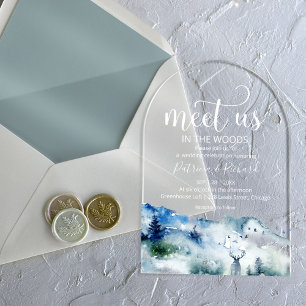 Invitations En Acrylique Rencontrez-nous dans les bois Forêt Mariage en ple
