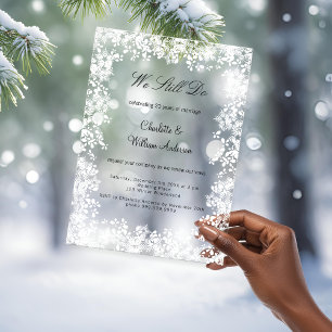 Invitations En Acrylique Renouvellement de vœux de mariage flocons de neige