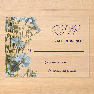 Invitations En Acrylique Réponse élégante classique florale pour mariage