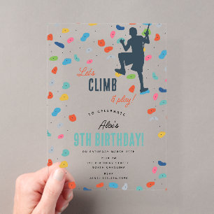Invitations En Acrylique Rock Escalade mignonne Anniversaire de enfant Part