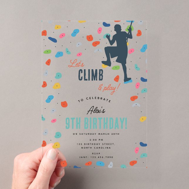 Invitations En Acrylique Rock Escalade mignonne Anniversaire de enfant Part (In situ (ordinateur de poche))