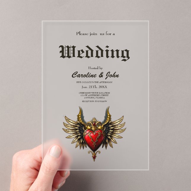 Invitations En Acrylique Romance gothique, coeur de la passion. (In situ (ordinateur de poche))