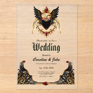 Invitations En Acrylique Romance gothique, dans les ombres de l'amour