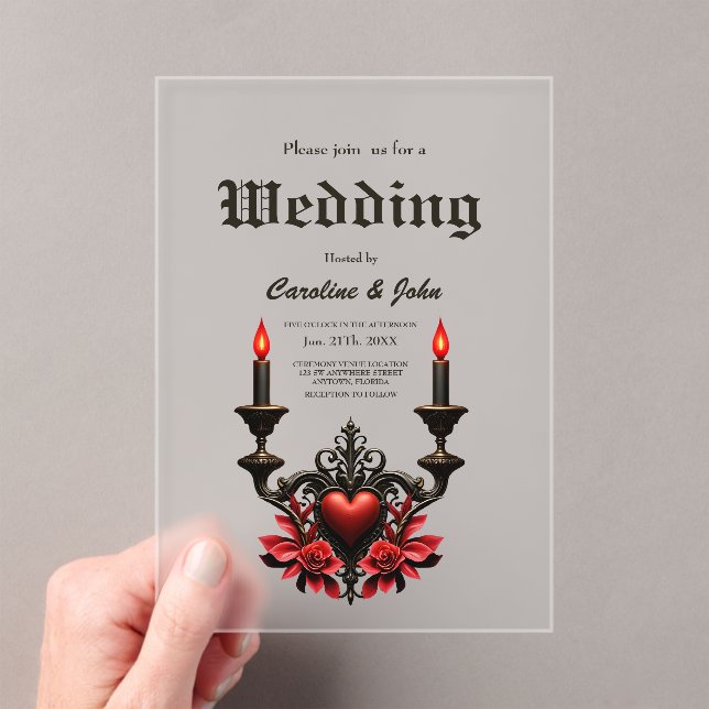 Invitations En Acrylique Romance gothique : Passion cachée. (In situ (ordinateur de poche))