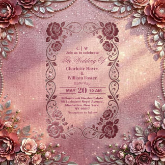 Invitations En Acrylique Romantic Blush Pink Rose Silver Floral Wedding