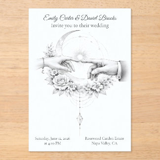 Invitations En Acrylique Romantic Wedding Hands Minimalist Design