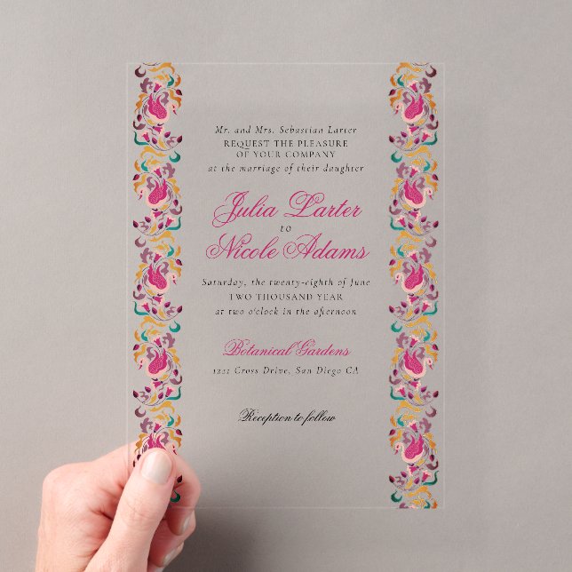 Invitations En Acrylique Romantique classique Pearl Swan Mariage de cadre f (In situ (ordinateur de poche))