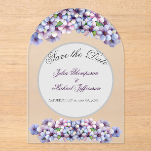 Invitations En Acrylique Romantique Poétique Lilac Aquarelle Mariage Floral