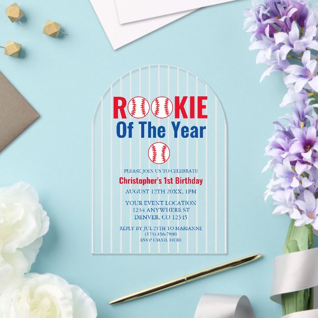 Invitations En Acrylique Rookie De L'Année Baseball 1er Anniversaire (Insitu (Mariage))