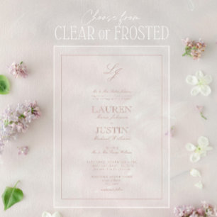 Invitations En Acrylique Rose classique Dusty Script Monogram Mariage