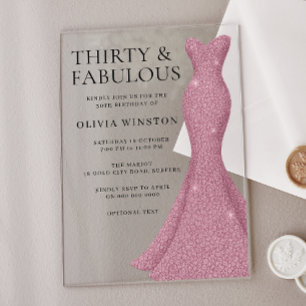 Invitations En Acrylique Rose Gold Rose Trente et fabuleux 30e anniversaire