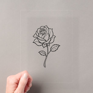 Invitations En Acrylique Rose minimaliste en art linéaire Élégante fleur un