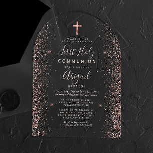 Invitations En Acrylique Rose Parties scintillant Or Pink Texte Arc Premièr