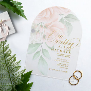 Invitations En Acrylique Rose souple Mariage transparent ID828