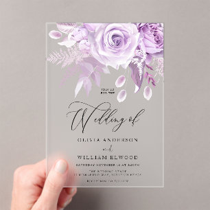 Invitations En Acrylique Rose violet enchanté Mariage moderne