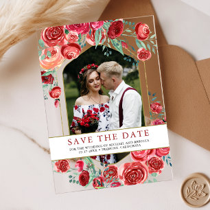 Invitations En Acrylique Roses Rouges Photo Florale Mariage Enregistrer la