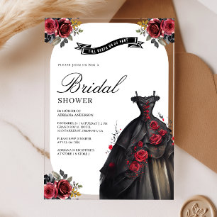 Invitations En Acrylique Roses rouges Robe gothique Lavage de mariée