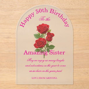 Invitations En Acrylique Roses rouges roses incroyables soeur acrylique ann