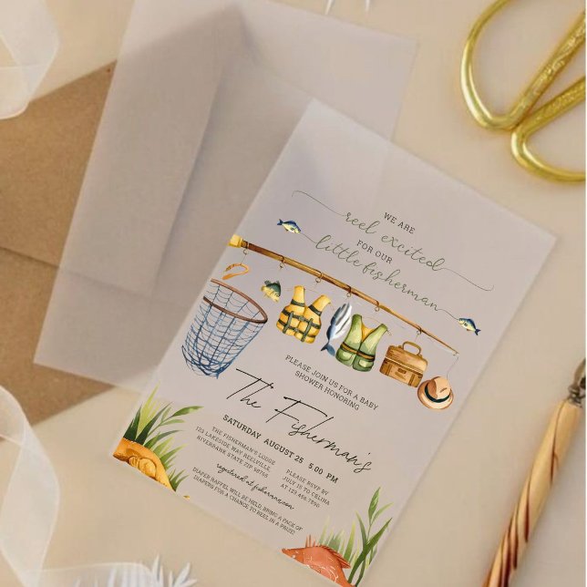 Invitations En Acrylique Roue Rustique Excitant Baby shower Pêcheur (Créateur téléchargé)
