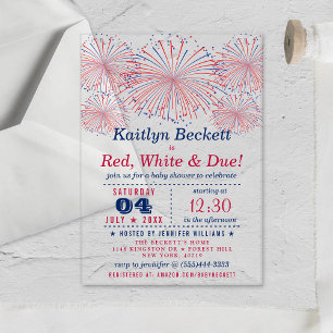 Invitations En Acrylique Rouge, blanc et échéance   BABY SHOWER 4 JUILLET