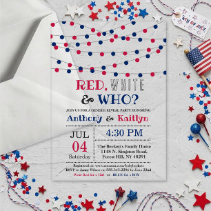 Invitations En Acrylique Rouge, Blanc & Qui ? Fête de révélation du sexe du
