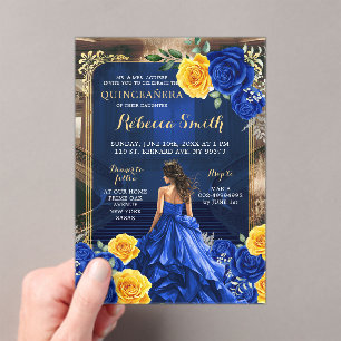 Invitations En Acrylique Royal Blue Grand Palais Quinceañera Princesse