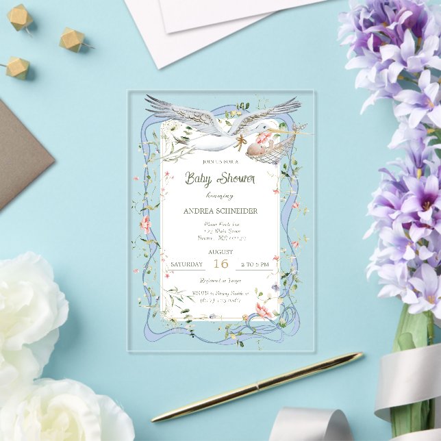 Invitations En Acrylique Ruban et Baby shower de la cale (Insitu (Mariage))