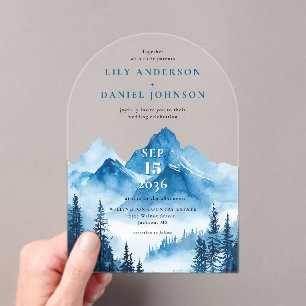 Invitations En Acrylique Russe Boho Blue Watercolor Mariage