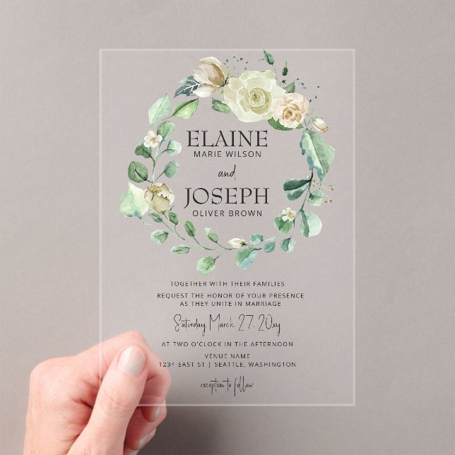 Invitations En Acrylique Rustic Airical Botanical Neutral Floral Mariage (In situ (ordinateur de poche))