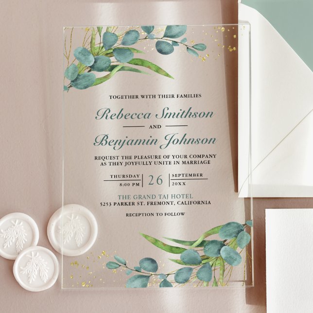 Invitations En Acrylique Rustic Eucalyptus Wedding (Créateur téléchargé)