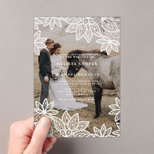 Invitations En Acrylique Rustic Lace Mariage photo