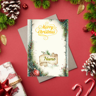 Invitations En Acrylique Rustic Parchment Merry Christmas Holiday Card