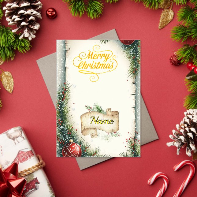 Invitations En Acrylique Rustic Parchment Merry Christmas Holiday Card (Insitu (vacances))
