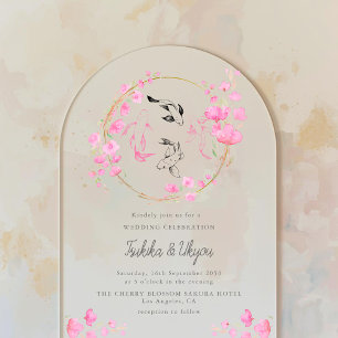 Invitations En Acrylique Sakura Cerisier Fleur de Cerisier Koï Japon Mariag