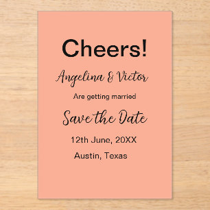 Invitations En Acrylique Salutations enregistrer la date simple minimaliste