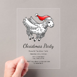 Invitations En Acrylique Santa's Flying Christmas Sheep