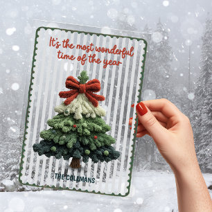 Invitations En Acrylique Sapin de Noël élégant non photo vert bleu
