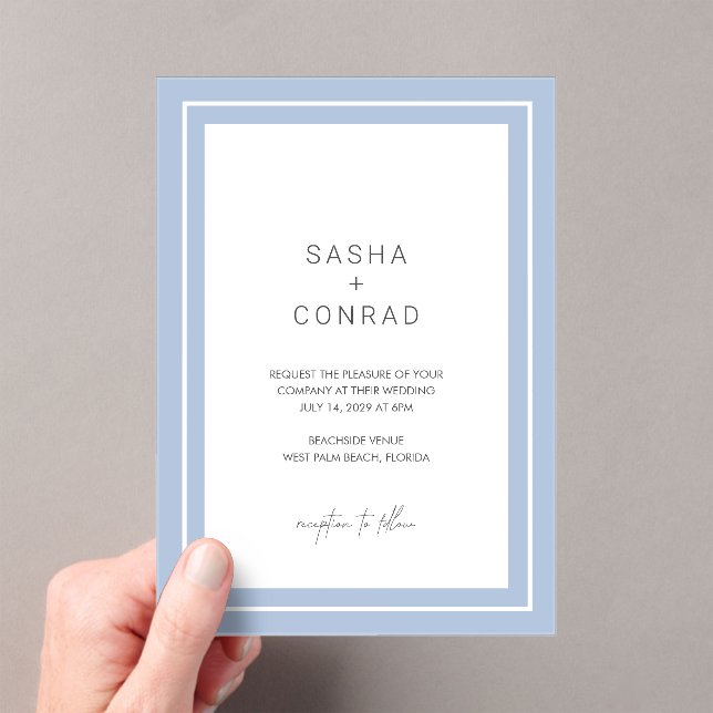 Invitations En Acrylique Sasha Cornflower Mariage moderne (In situ (ordinateur de poche))