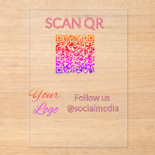 Invitations En Acrylique Scanner pour afficher le menu restaurant hôtel QR 